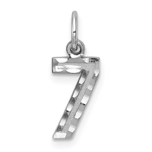 14k White Gold Varsity Collection Small D/C Pendant Number 7